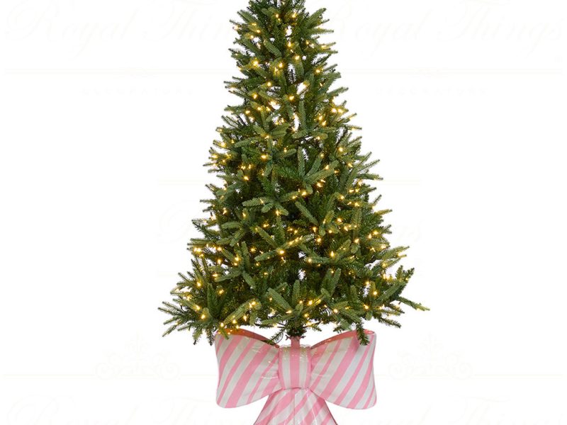 D 42211 Goodwill Christmas Decorative Items Striped Bow Tree Stand Pink White