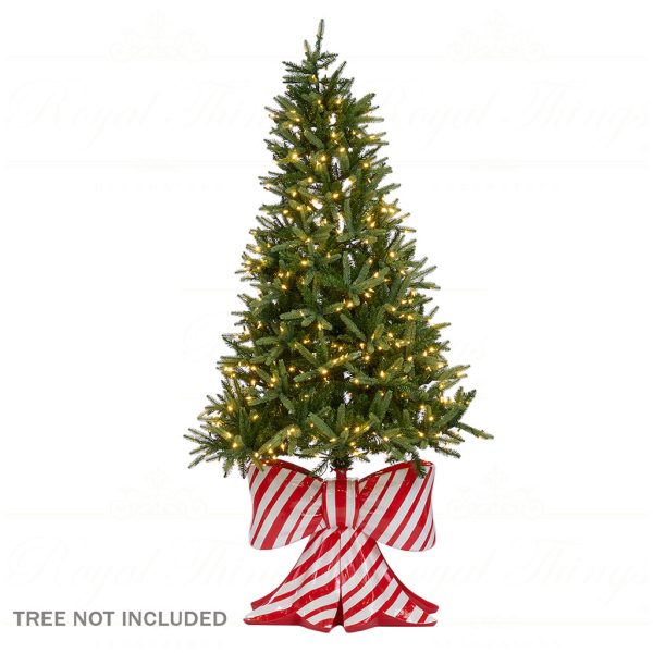 D 42212 Goodwill Christmas Decorative Items Striped Bow Tree Stand Red White