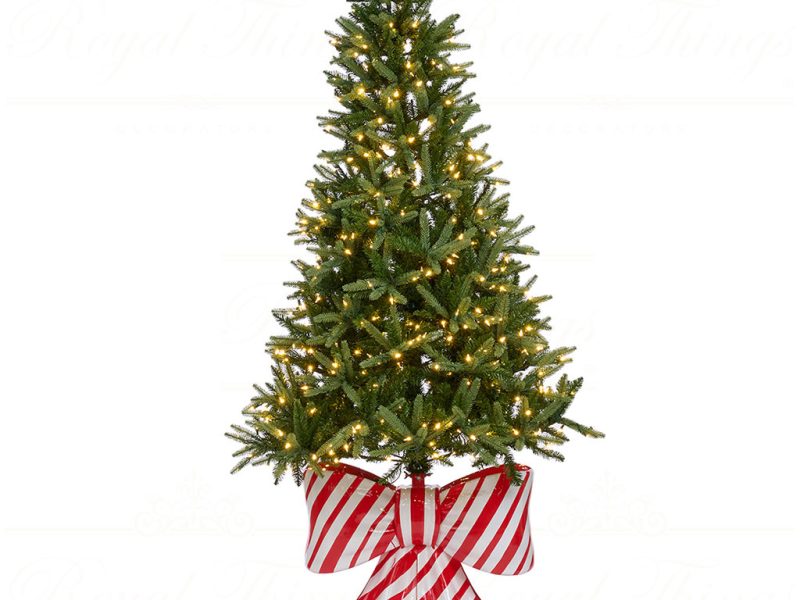 D 42212 Goodwill Christmas Decorative Items Striped Bow Tree Stand Red White