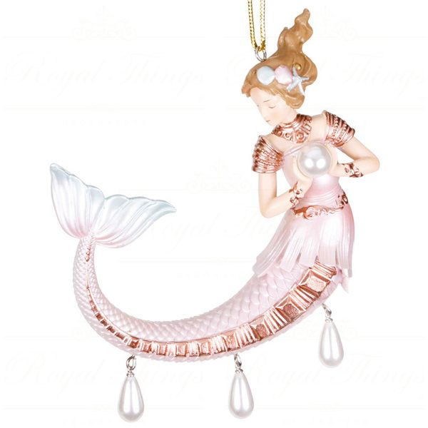 D 42219 Goodwill Christmas Ornaments Mermaid With Pearl Dangle Ornament Pink White