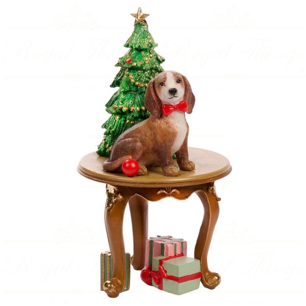 D 42247 Goodwill Christmas Decorative Items Dog Xmas Tree On Table Tabletop Brown Green