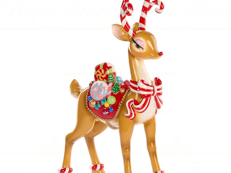 D 42262 Goodwill Christmas Decorative Items Standing Candy Deer Tabletop Brown Red Multi