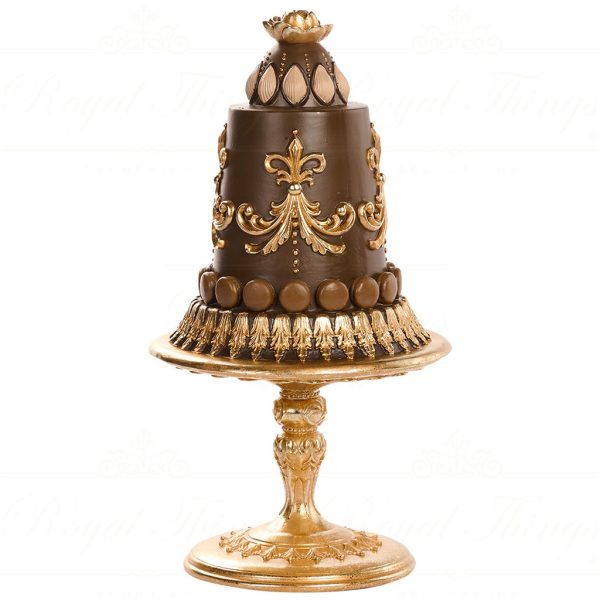 D 42263 Goodwill Christmas Decorative Items Royal Cake On Stand Tabletop Brown Gold
