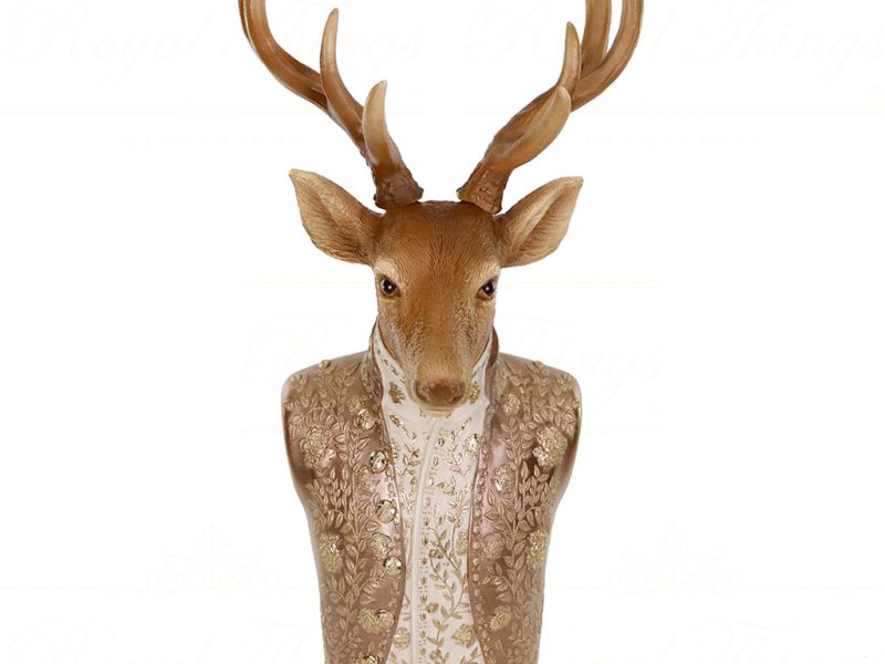 D 42338 Goodwill Christmas Decorative Items Gentleman Deer Bust Tabletop Brown Cream