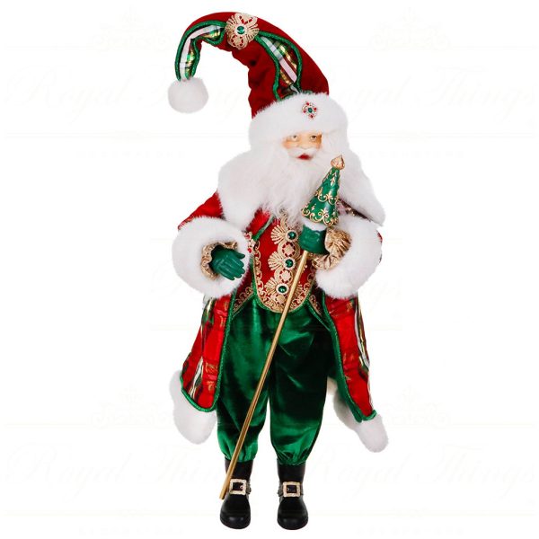 D 42370 Goodwill Christmas Dolls Fabric Tartan Santa Doll Tabletop Red Green White