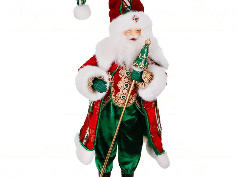 D 42370 Goodwill Christmas Dolls Fabric Tartan Santa Doll Tabletop Red Green White