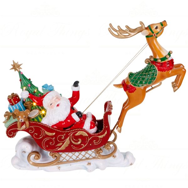 D 42383 Goodwill Christmas Decorative Items Led Deer Sleigh With Santa Gifts Tabletop Red Battery Operated