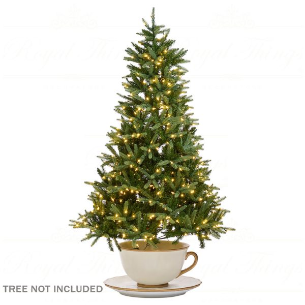 D 42389 Goodwill Christmas Decorative Items Tea Cup Tree Stand Creme Gold