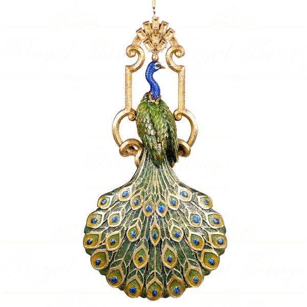 D 43252 Goodwill Christmas Ornaments Elegant Peacock Ornament Green Gold Blue