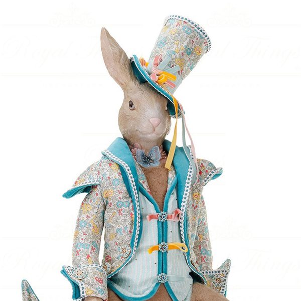 De 30262 Goodwill Spring Dolls Fabric Sitting Gentleman Hare Bunny Doll Brown Blue Brown Multi Closeup