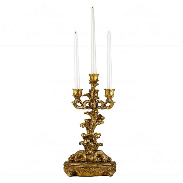 Ex 10104 Goodwill Christmas Decorative Items Acanthus Swirl Leaf Candle Holder Tabletop Gold