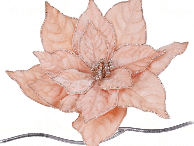Ff 99505 Goodwill Christmas Decorative Items Fabric Poinsettia Flower On Clip Pink Nude