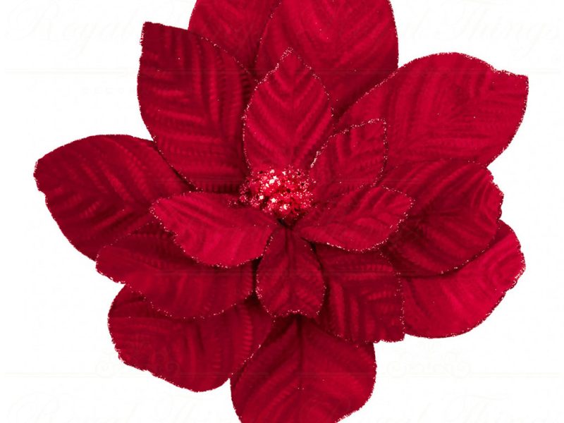 Ff 99514 Goodwill Christmas Branches9fabric Poinsettia Flower Stem Red