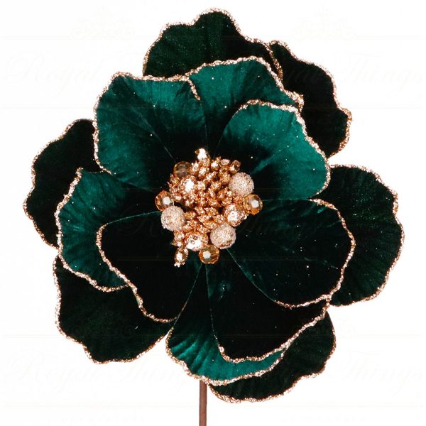 Ff 99641 Goodwill Christmas Branches Fabric Jewel Magnolia Stem Green