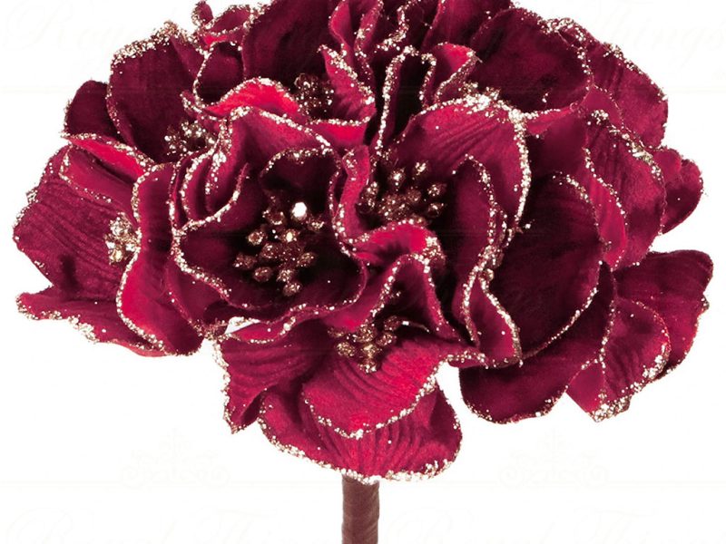Ff 99661 Goodwill Branches Fabric Hydrangea Flower Stem Burgundy Red