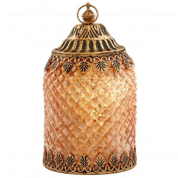Fi 10537 Goodwill Tabletop Led Glass Frosted Lantern Tabletop Gold