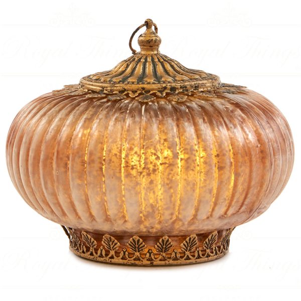 Fi 10538 Goodwill Tabletop Led Glass Metal Frosted Lantern Tabletop Gold