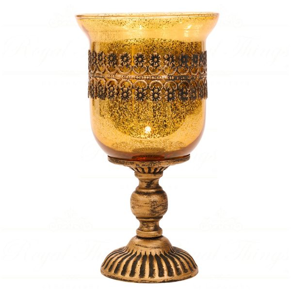 Fi 10679 Goodwill Christmas Decorative Items Glass Metal Votive On Foot Tabletop Gold