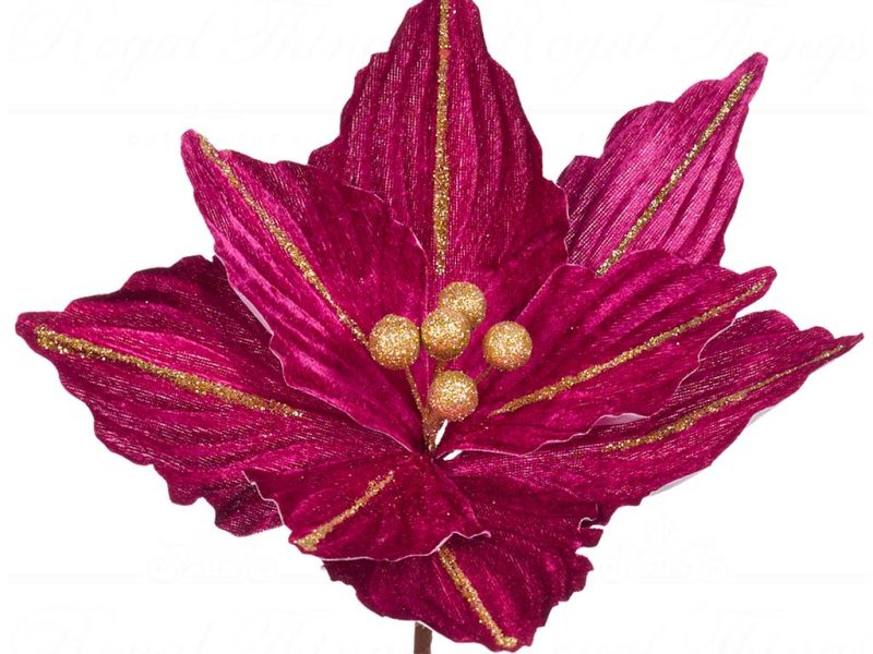 Fl 18640 Goodwill Christmas Flowers Fabric Sparkle Poinsettia On Clip Hot Pink Gold
