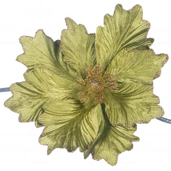 Fl 18747 Goodwill Christmas Decorative Items Fabric Magnolia Flower On Clip Light Green
