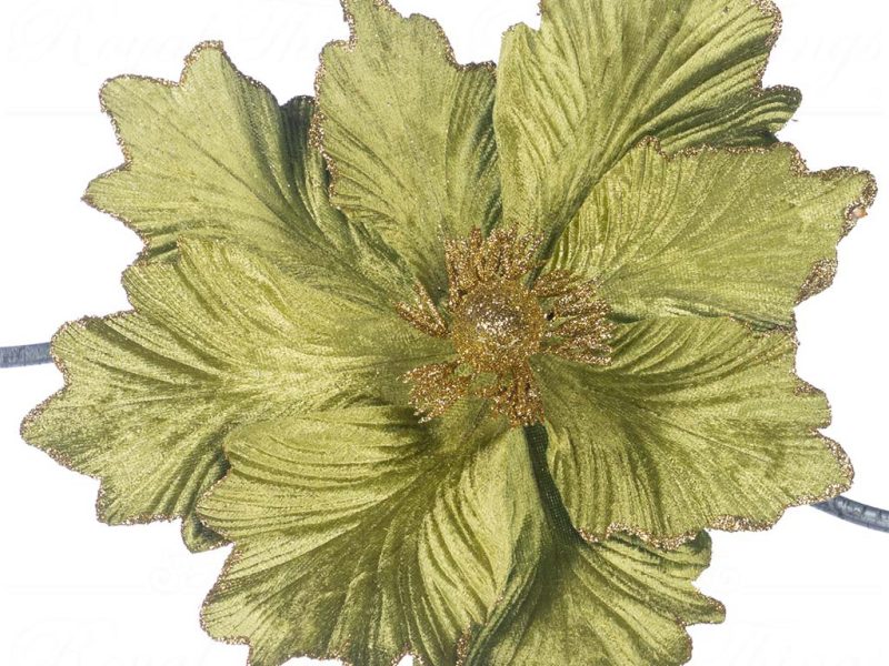 Fl 18747 Goodwill Christmas Decorative Items Fabric Magnolia Flower On Clip Light Green
