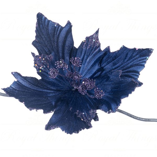 Fl 18771 Goodwill Christmas Flowers Glitter Poinsettia Flower On Clip Purple Blue