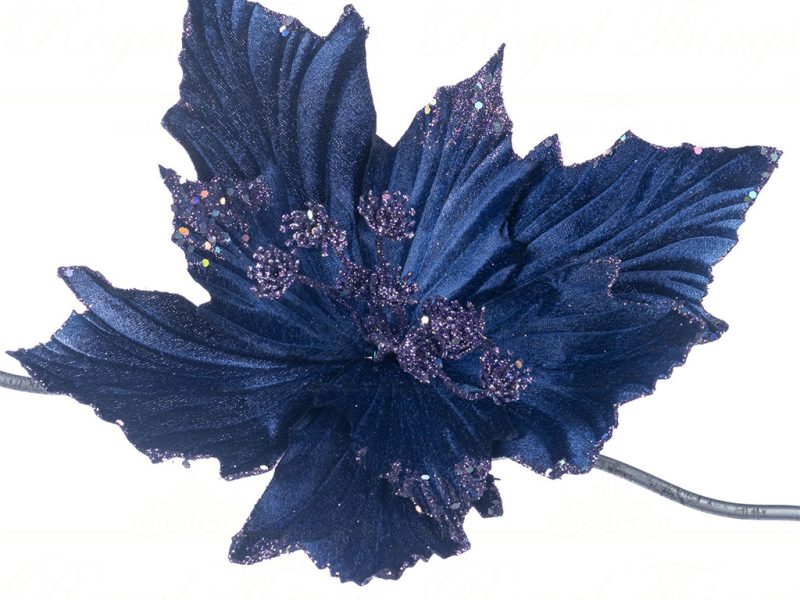 Fl 18771 Goodwill Christmas Flowers Glitter Poinsettia Flower On Clip Purple Blue