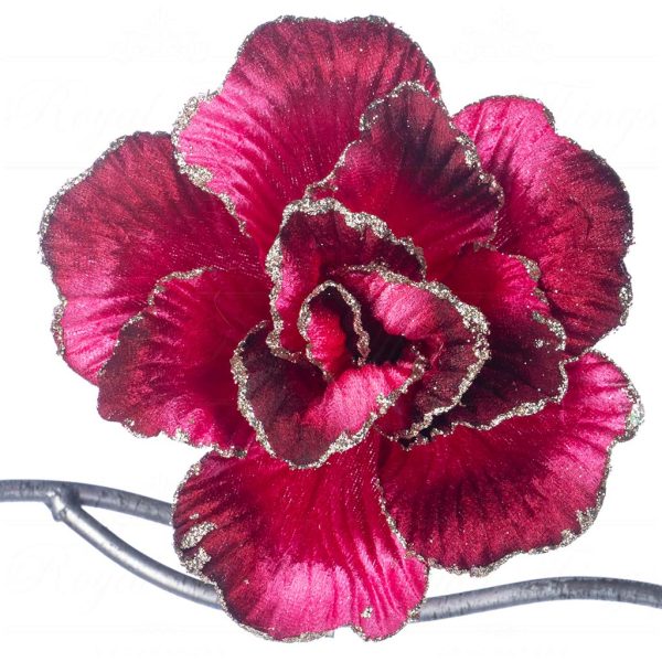 Fl 18781 Goodwill Christmas Decorative Items Fabric Rose Flower On Clip Hot Pink