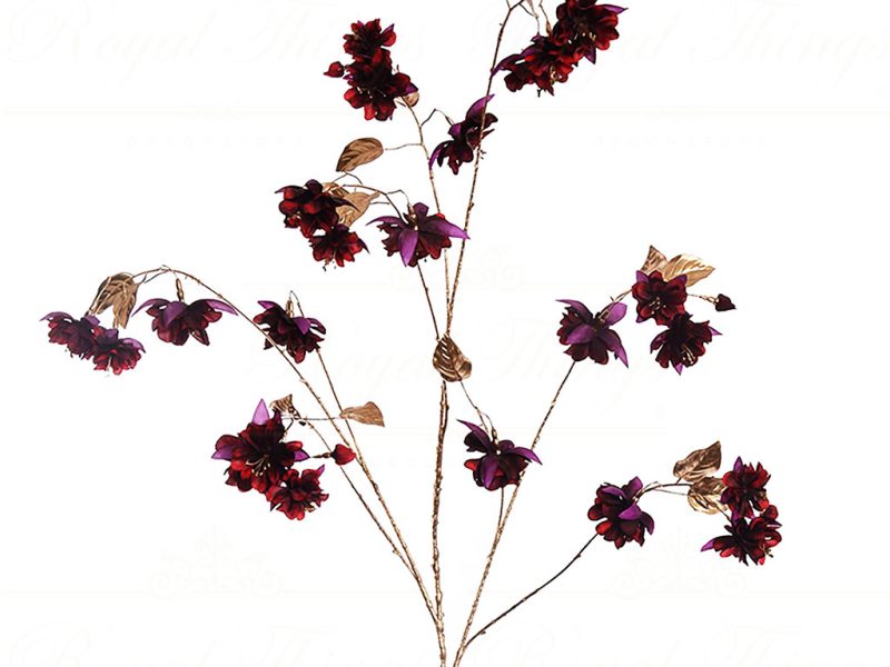 Fl10007 Goodwill Christmas Flowers Large Blossom Flower Stem Fushia Red Gold