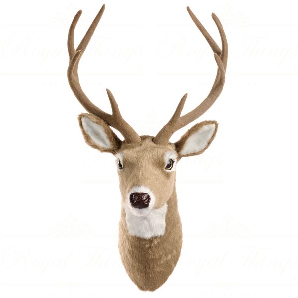 Fx 99015 Goodwill Christmas Decorative Items Furry Deer Head Wall Display Brown Gray White
