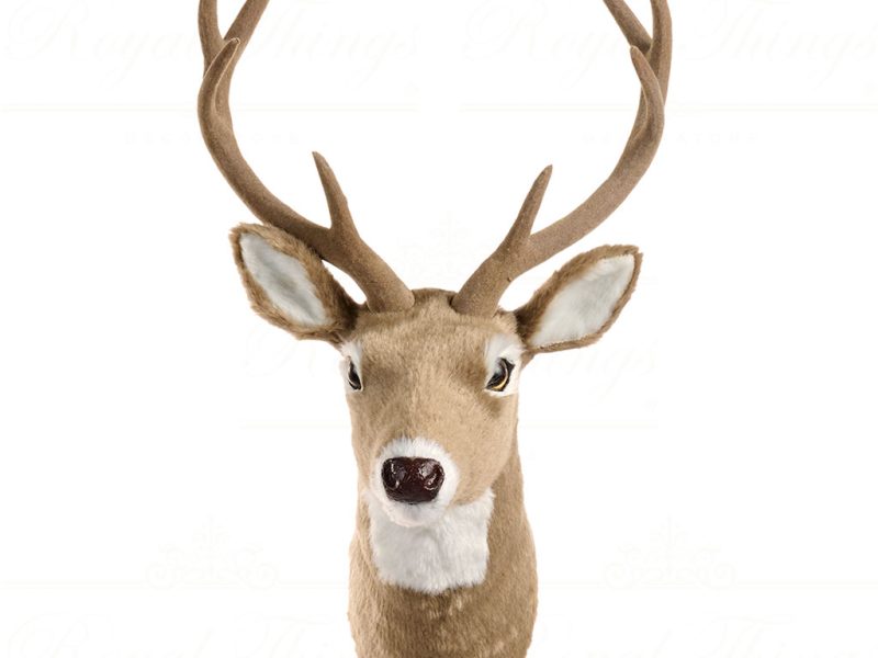 Fx 99015 Goodwill Christmas Decorative Items Furry Deer Head Wall Display Brown Gray White