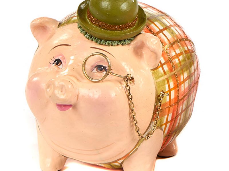 Goodwill Christmas ambiance Gentlemen Piggy Bank creme orange B95167 green