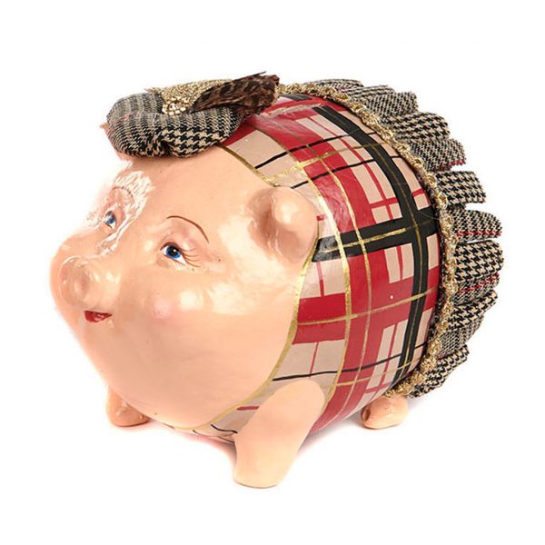Goodwill Christmas Ambiance Red Beige Black Royal Tartan Piggy Bank B93206 Black