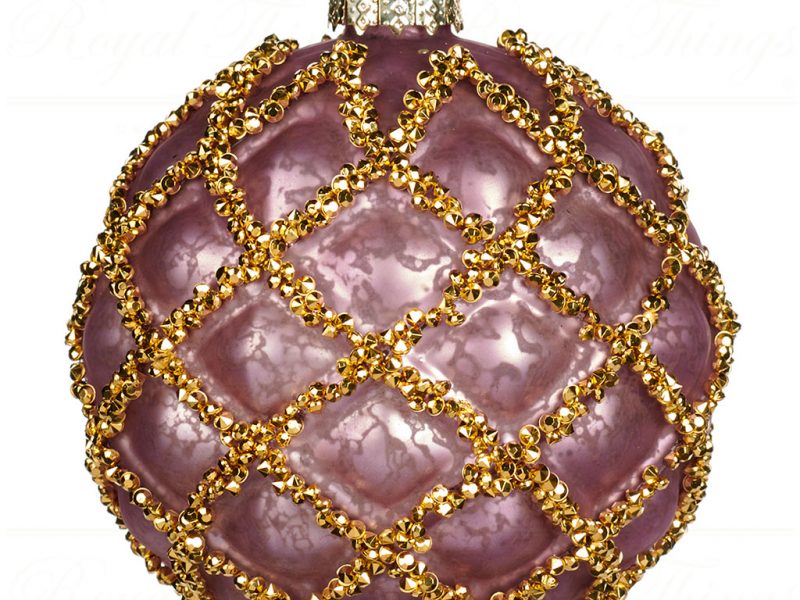 Goodwill Christmas Ball Glass 3d Beaded Net Ball Pink Gold P 31438