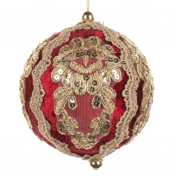 Goodwill Christmas Ball Majestic Lace Ball Burgundy Gold J 61417 Ball