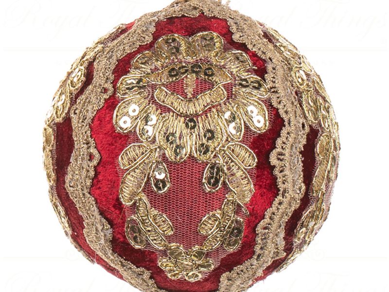 Goodwill Christmas Ball Majestic Lace Ball Burgundy Gold J 61417 Ball