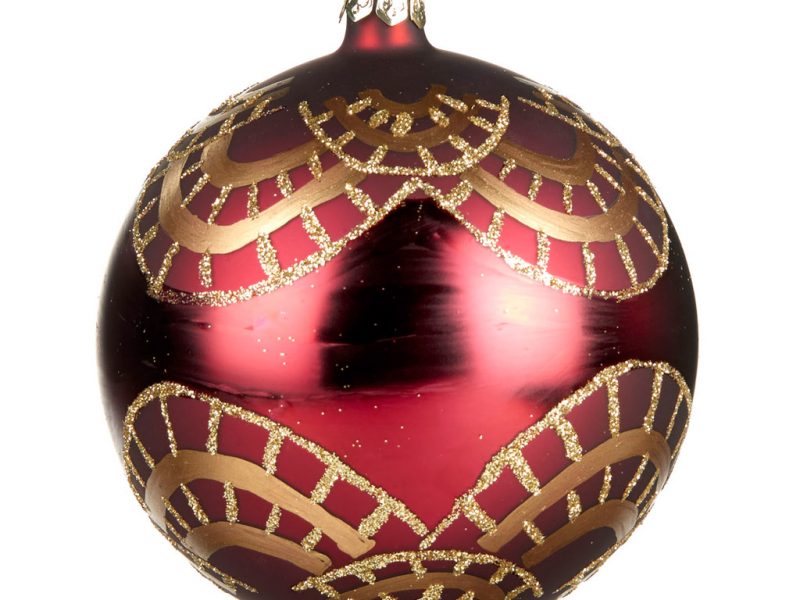 Goodwill Christmas Ball Red Gold Glass Scale C17416