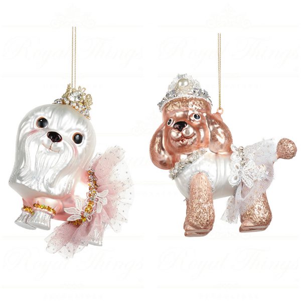 Goodwill Christmas Glass Ornament Ballerina Princess Dog White Pink Tr 22482