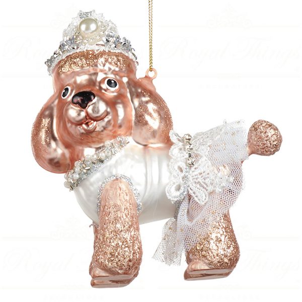 Goodwill Christmas Glass Ornament Ballerina Princess Dog White Pink Tr 22482 White