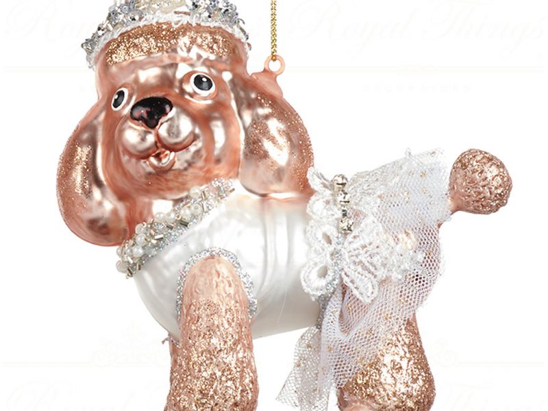 Goodwill Christmas Glass Ornament Ballerina Princess Dog White Pink Tr 22482 White