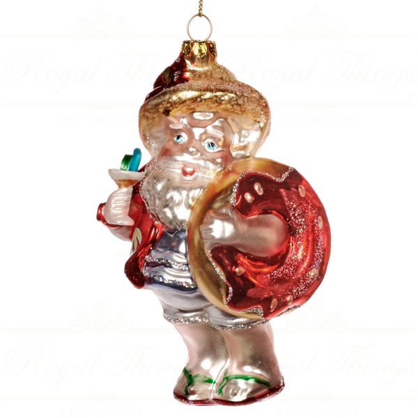 Goodwill Christmas Glass Ornament Beach Santa With Float Gold Red Green White Tr 25056 Red
