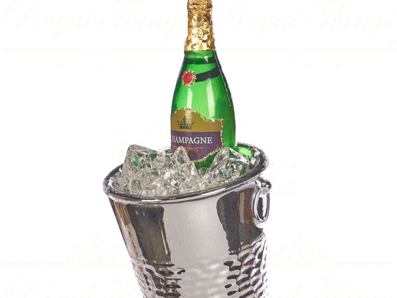 Goodwill Christmas Glass Ornament Champagne Bucket Silver Green Gold Ya 92432