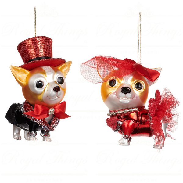 Goodwill Christmas Glass Ornament Fancy Dress Up Dog Red Black Tr 22480