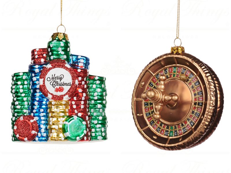 Goodwill Christmas Glass Ornament Gambling Roulette Gold Multi Color Tr 22520