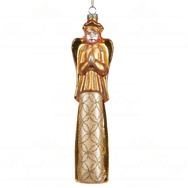 Goodwill Christmas Glass Ornament Gold Tall Angel C17401
