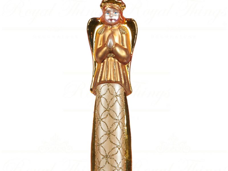 Goodwill Christmas Glass Ornament Gold Tall Angel C17401