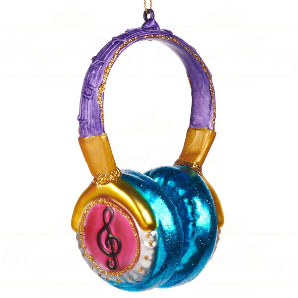Goodwill Christmas Glass Ornament Headphone Pink Blue Gold Tr 22339 Blue