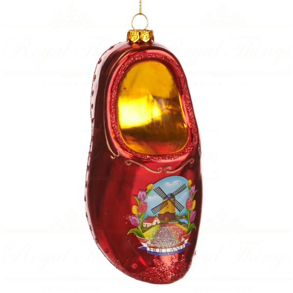Goodwill Christmas Glass Ornament Holland Clog Shoe Red Gold Multi Tr 22568