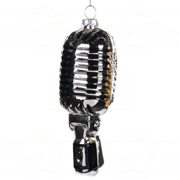Goodwill Christmas Glass Ornament Microphone Silver Gold Tr 22340 Black