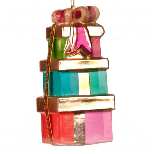 Goodwill Christmas Glass Ornament Stack Of 3 Gift Boxes Multicolor Tr 22471 Square